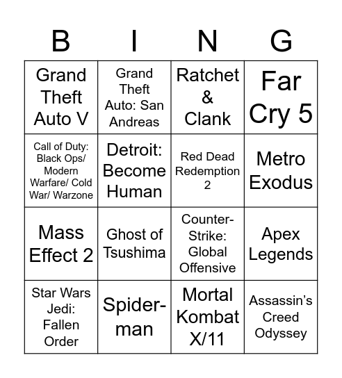 Самые популярные игры Bingo Card