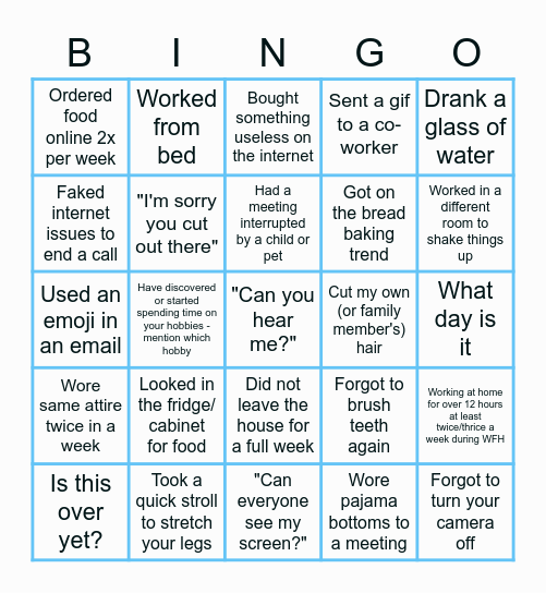 WFH - Bingo Event Bingo Card