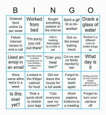 WFH - Bingo Event Bingo Card