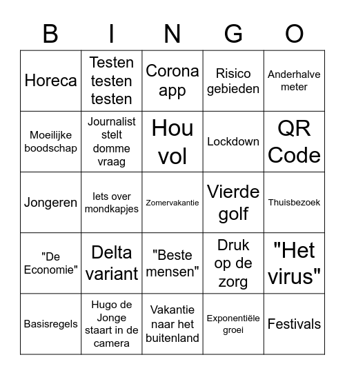 Corona perso 19 juli Bingo Card