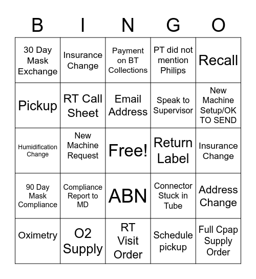 Cpap Bingo 2 Bingo Card