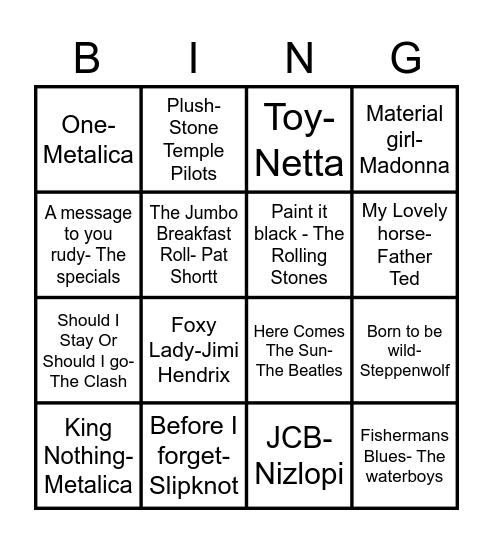 WI Music Bingo 2021 Card 2 Bingo Card