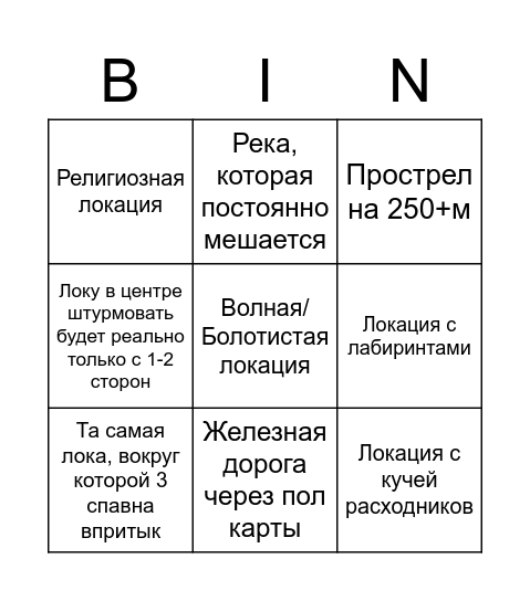 New hunt showdown map Bingo Card