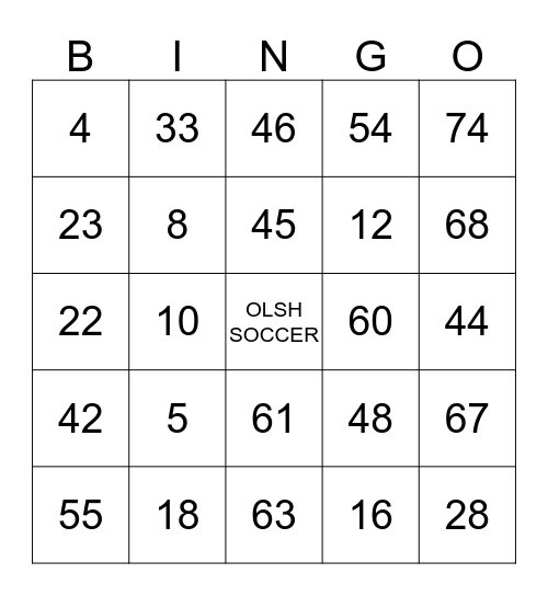 OLSH BOYS AND GIRLS SOCCER HAM BINGO Card