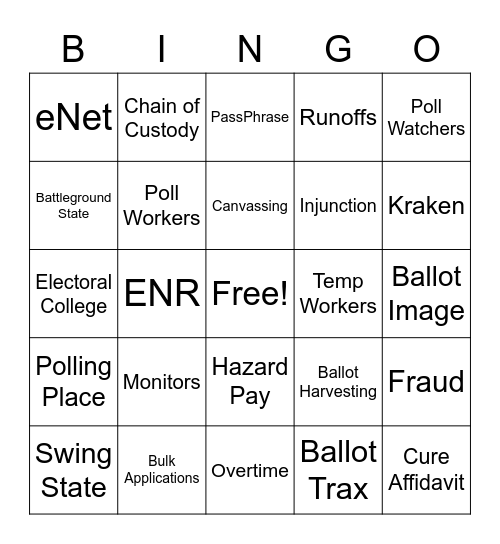 ELECTION TERMS Bingo Card