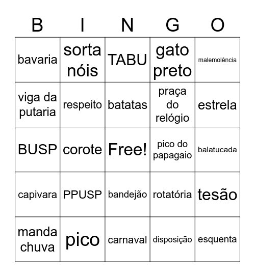 Arraiá MC - Cartela 2 Bingo Card