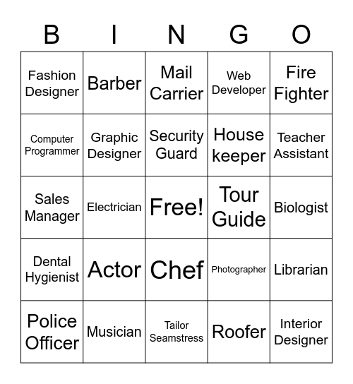 Gear Up Raf Name That Job Bingo Card