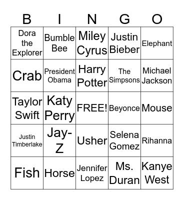 DURAN-GO Bingo Card