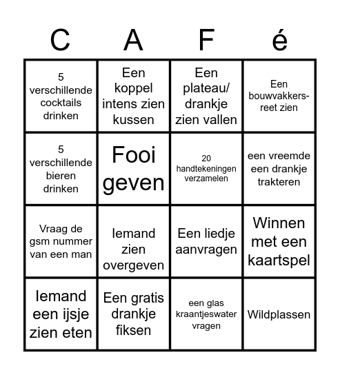 Kroegentocht @Koksijde Bingo Card