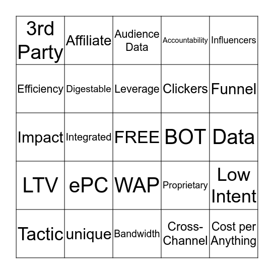 Buzzword Bingo Card