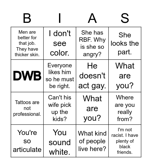 Bias Bingo Card