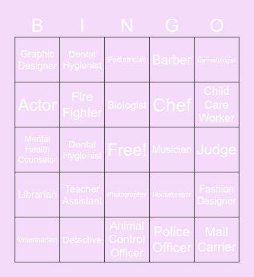 GEAR UP Student Name That Job Bingo Card