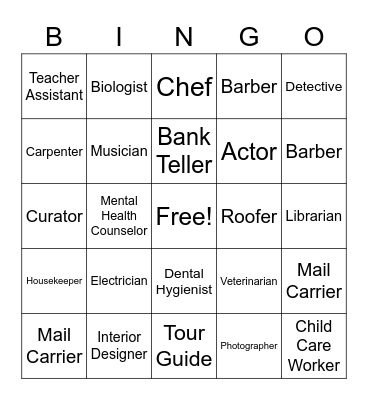 Jeter Velazquez Name that Job Bingo Card