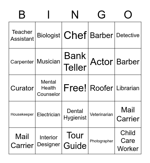 Jeter Velazquez Name that Job Bingo Card