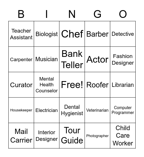 Jeter Velazquez Name that Job Bingo Card