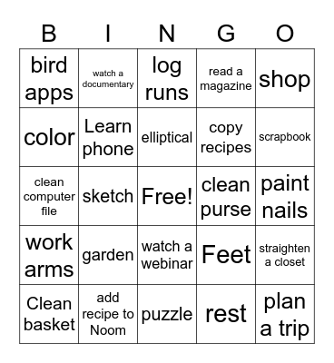 Weekend Bingo Card