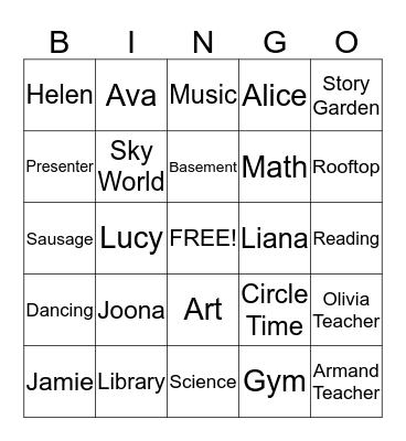 Sky World Bingo Card