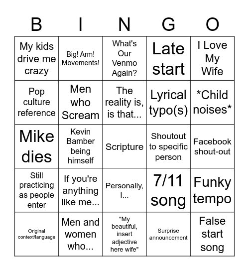 RVC Bingo Card