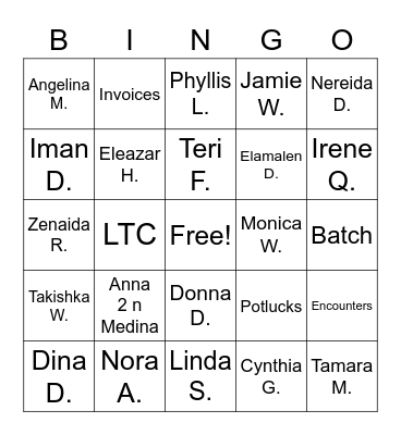 All People & Things PHC Claims Bingo Card