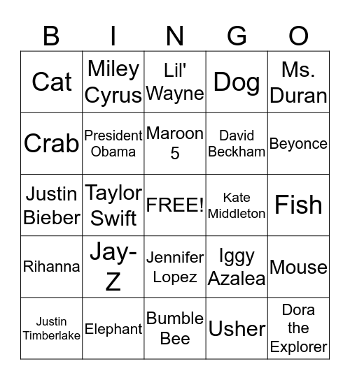 DURAN-GO Bingo Card
