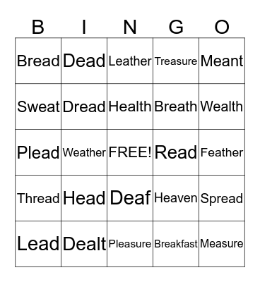 Short E Using EA Bingo Card