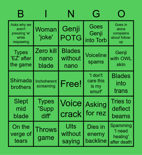 GENJI BINGO Card