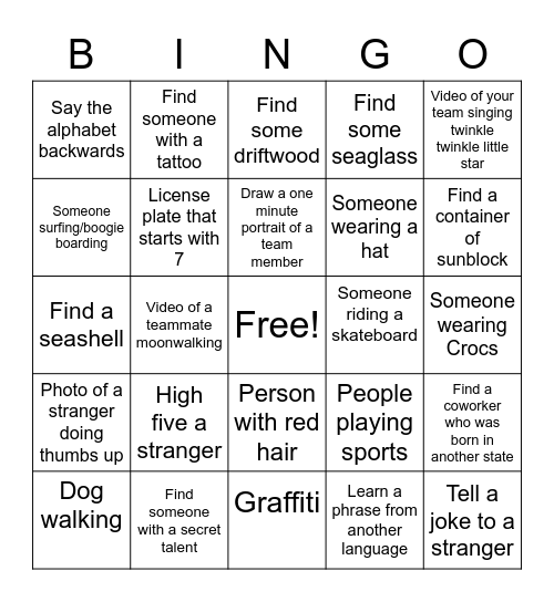 Scavenger Hunt BINGO! Bingo Card