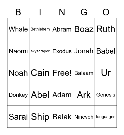 Lesson #7 Bingo Card