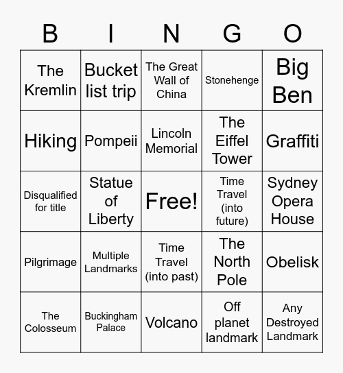 WE BUILT THIS CITY Bingo Card