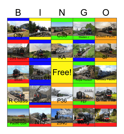 Steam Passenger Locomotives Bingo Card