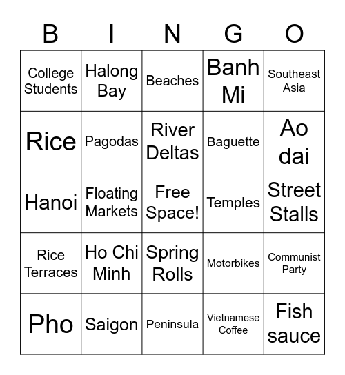 Vietnam - Epic Movement Bingo Card