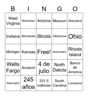 blank Bingo Card