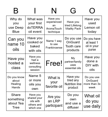 EO Human Bingo Card