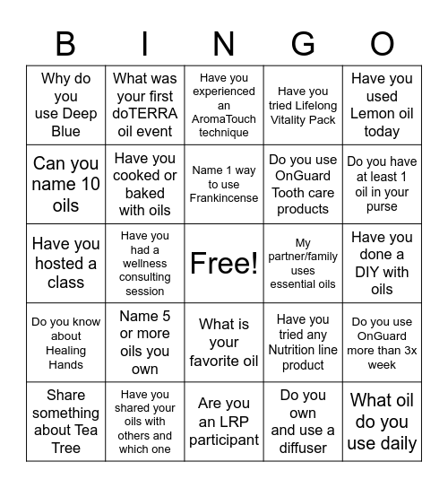 EO Human Bingo Card