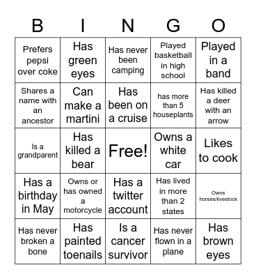 find someone who: Bingo Card
