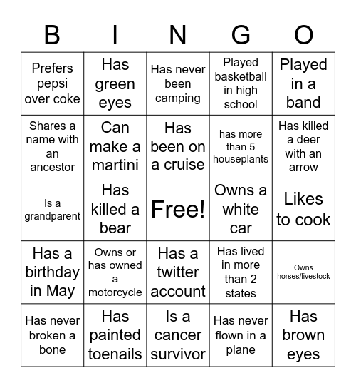 find someone who: Bingo Card