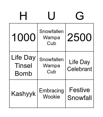 Courageous Life Day Bingo Card