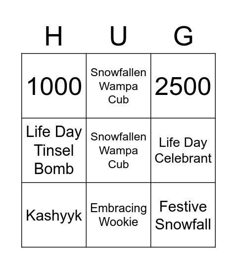 Courageous Life Day Bingo Card