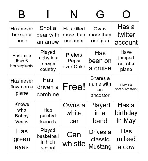 Find someone who: Bingo Card