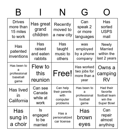 Find a person who: Bingo Card