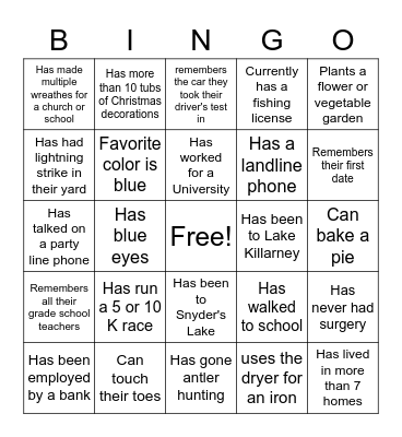 Find who: Bingo Card