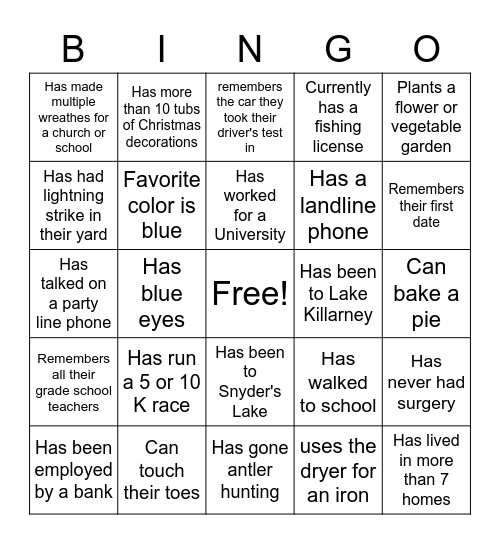 Find who: Bingo Card