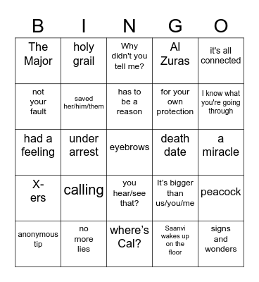Manifest Bingo Card