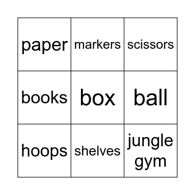 My School Bingo Card