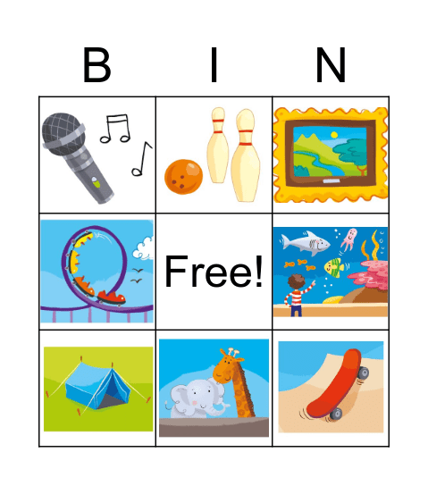 Fantasic Weekends Bingo Card