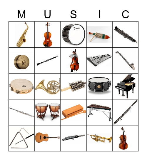 Musical Instruments Bingo Card