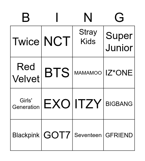 favourite kpop songs Bingo Card