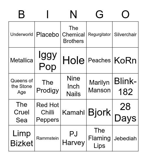 Big Day Out Headliners! Bingo Card