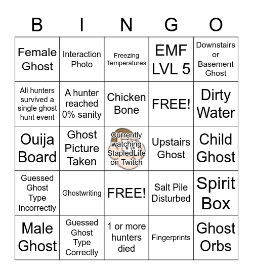 TTV.Stapled Life - PhasmoPhobia Bingo Card