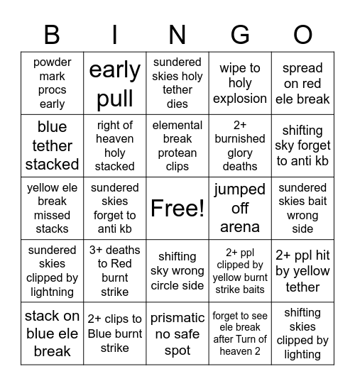 E11S BINGO CARD Bingo Card